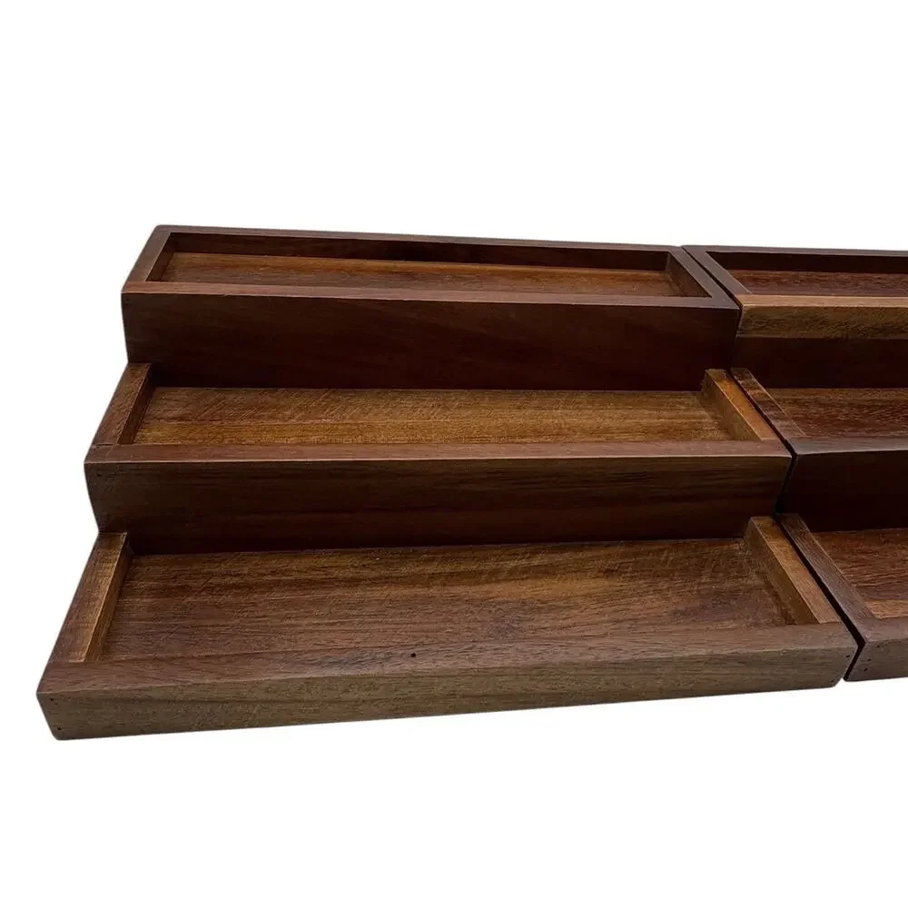 3-Tier Wood Display Riser Set of 2 Tiered Wooden Stands 9